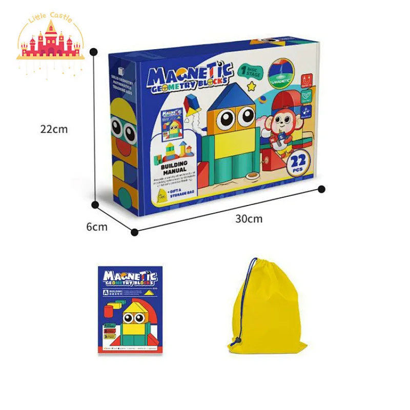 22 Pcs Kids Plastic Geometric Magnetic Building Block Toy With Stroage Bag SL13B001